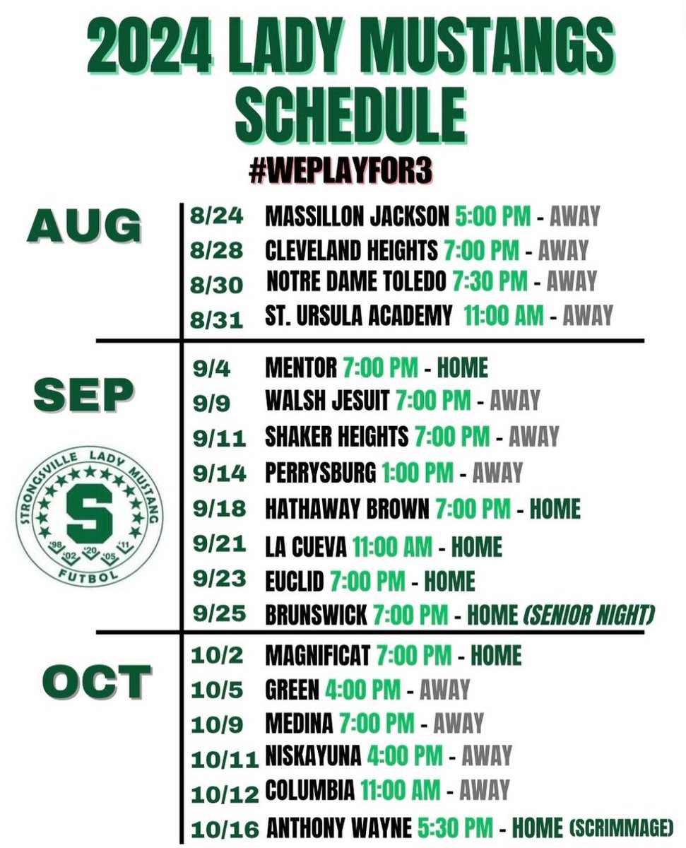 Here is your 2024 Lady Mustangs Schedule!! So excited to kick off the 2024 season 🐎⚽️