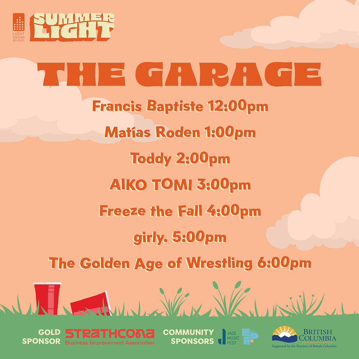 LightOrgan's tweet image. SUMMERLIGHT SET TIMES ✨

See you all Saturday for a full day of FREE live music, food/drinks, and vibes in the heart of Strathcona!

⏰ 12PM-9PM⁠
🗓️ August 10, 2024⁠
🎟️ FREE Admission⁠
🍺 Fully-Licensed⁠
🎈 All-Ages⁠
⁠
⭐️ 2 Stages:⁠
📍 780 East Cordova
📍 795 East Cordova