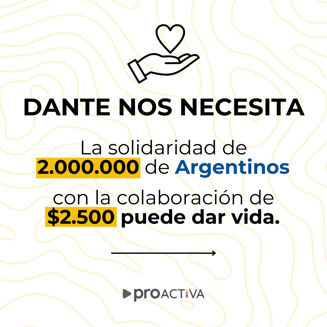 __Proactiva's tweet photo. Dante es de Lanus, tiene 3 años y padece Distrofia Muscular Duchenne. Debe viajar a EE UU, Texas para su tratamiento, solo la vacuna cuesta USD 4.000.000 y debe permanecer allí tres meses.

SE DEBE RECAUDAR USD 5 MILLONES

📌Alias es: dante.dmd. Titular: Villalba Nadia Gabriela https://t.co/dDTis4WEly