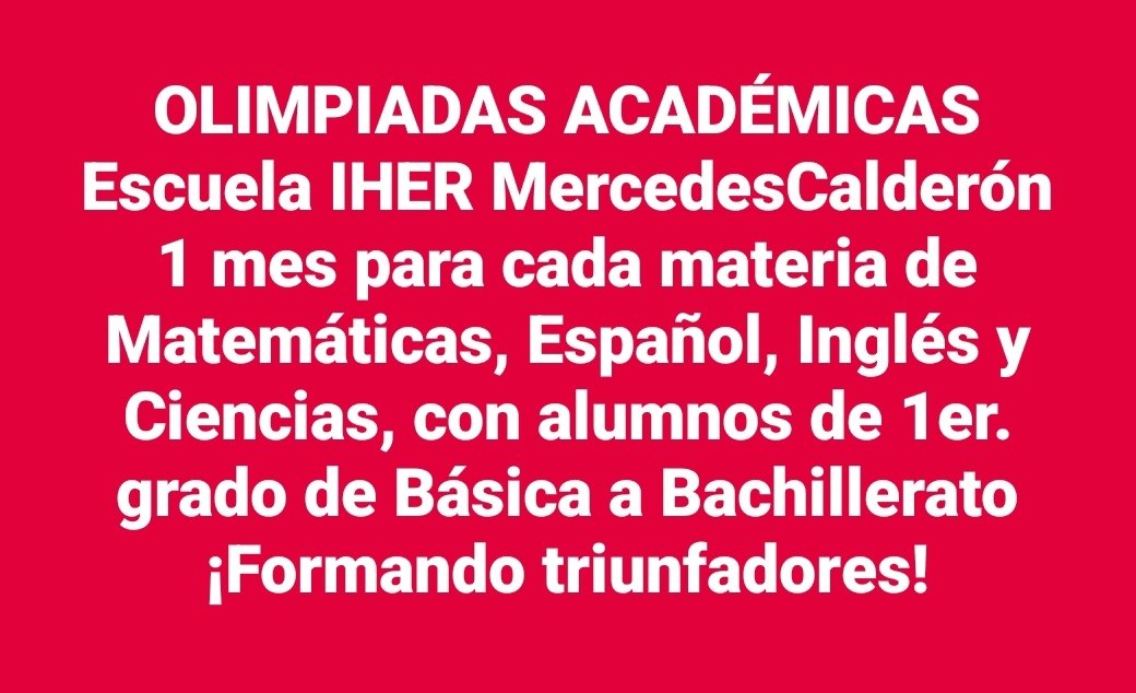 Las Olimpiadas Académicas mueven todos los grados de Escuela Mercedes Calderón, con dos facetas: la Cooperación al practicar con los compañeros y la Competición durante el día al aprender y lograr el más alto puntaje. <a href="/CardeMaradiaga/">Cardenal Rodríguez Maradiaga</a> <a href="/JoseVicenteNac1/">Jose Vicente Nacher</a> <a href="/Eliadelcid/">Elia del Cid</a> <a href="/thelma_mejia/">Thelma Mejia Lopez</a>