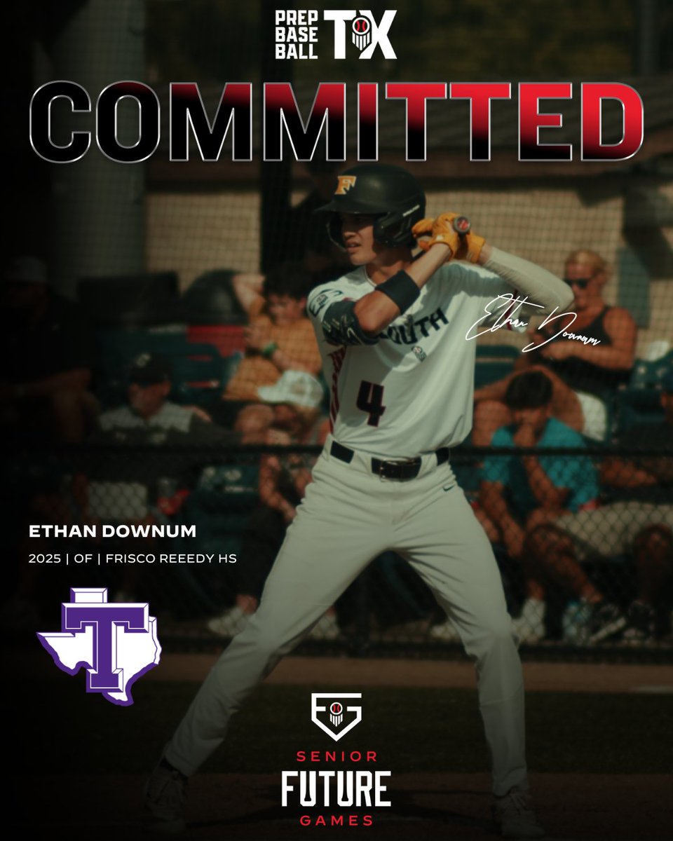 Prep Baseball Texas (@prepbaseball_tx) on Twitter photo Congratulations to 2025 OF Ethan Downum (<a href="/ethandownum/">Ethan Downum</a>) on his commitment to <a href="/TarletonBase/">Tarleton State Baseball</a>.
Downum is the 2nd commit from our Senior Future Games team. #PBSFG24
Profile: loom.ly/VKNYJEI Congratulations to 2025 OF Ethan Downum (<a href="/ethandownum/">Ethan Downum</a>) on his commitment to <a href="/TarletonBase/">Tarleton State Baseball</a>.
Downum is the 2nd commit from our Senior Future Games team. #PBSFG24
Profile: loom.ly/VKNYJEI