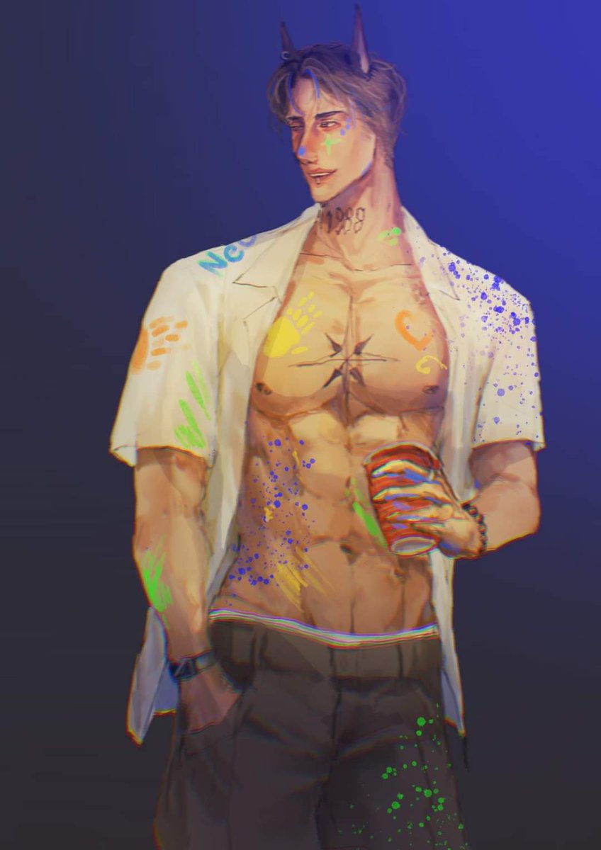 PKU_Kaothap's tweet photo. #FMParty_TYU

/ท่ามกลางแสงสีของไฟนีออนทำให้เห็นสีมากมายบนตัว โมกข์ที่มาปรากฏตัวโดยไม่ได้บอกกล่าวเหล่าคนรู้จักไว้ก่อนกล่าวทักทายไปทั่วจนเขาได้มองเห็น/

“นี่อยากระบายสีบนตัวมั้ย"

(มาเล่นกันได้นะครับ) https://t.co/1v2YRwRFBW