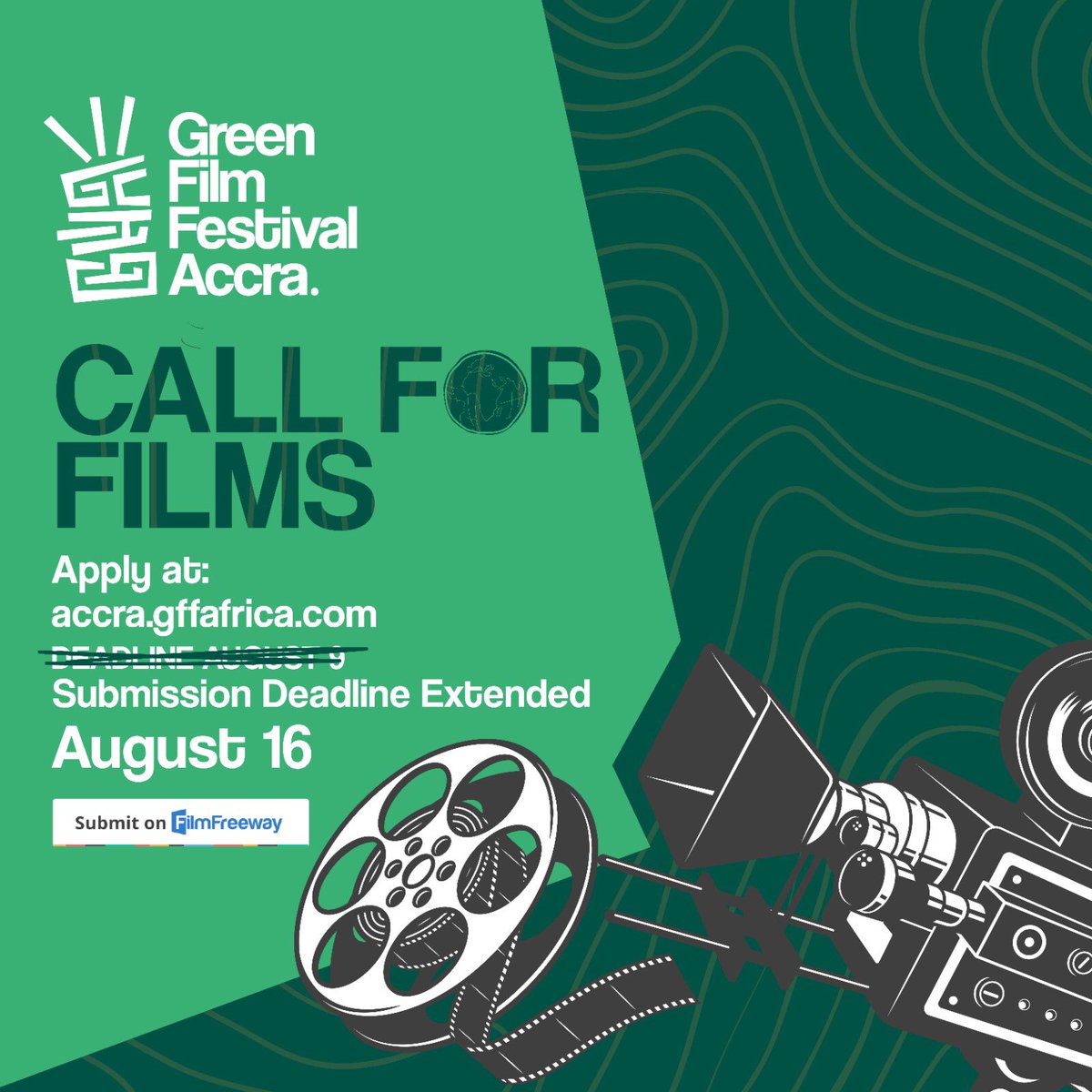 Macall_Mensah's tweet image. 🎉 Exciting Update for #Filmmakers and #ClimateStorytellers! 🌍🎬

The submission deadline for the Green Film Festival, Accra 2024 has been EXTENDED to August 16th!

Don’t miss this chance to share your story. Learn more and submit your work accra.gffafrica.com

#GFFAccra2024