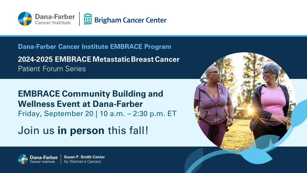 Join us in person for a day of wellness, education, and community building, kicking off the EMBRACE #MetastaticBreastCancer Forum Series of free programs for patients &amp; loved ones. Learn and connect with others living with #MBC!

ms.spr.ly/6018l5pI6