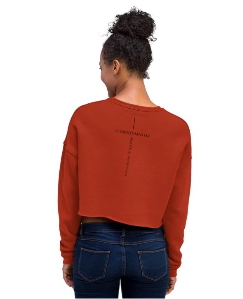 TheCrossCultur3's tweet photo. Ready to slay? Well, this fleece crop sweatshirt is here to provide the point. This design was inspired by 1 Corinthians 13:4, especially made to remind the world of what “love” really looks like. https://t.co/F9mLJIWspm 
#TheCrossCultureBrand https://t.co/JMQc1Mke8S