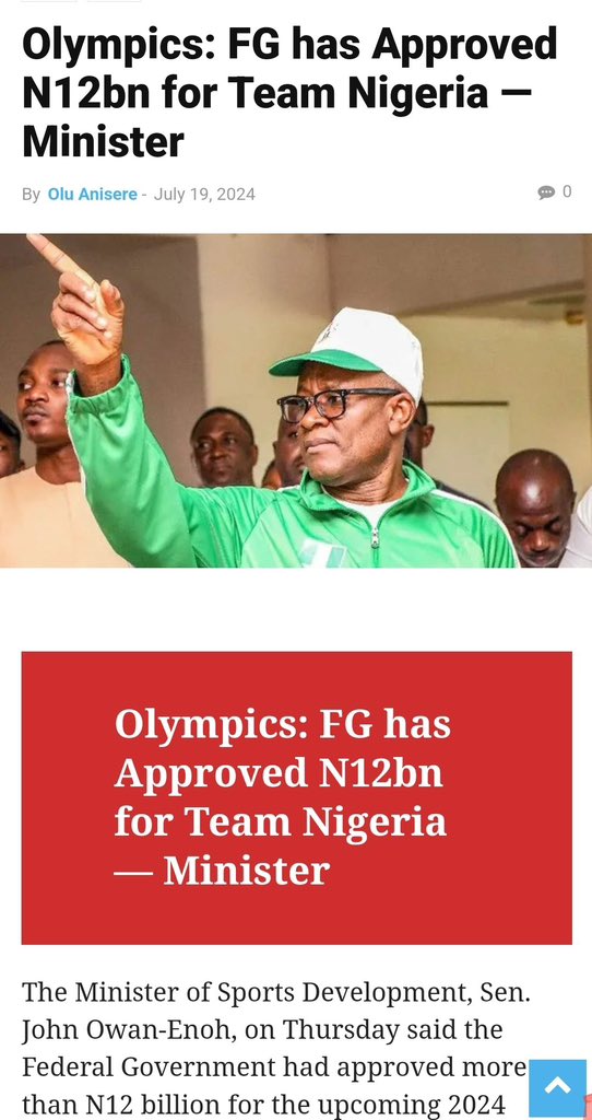 A whopping N12B  was approved for the Olympics 

Yet we have to BORROW a bicycle from the Germans to compete at cycling? 

Where is the money?

WHERE IS THE MONEY?????!!!