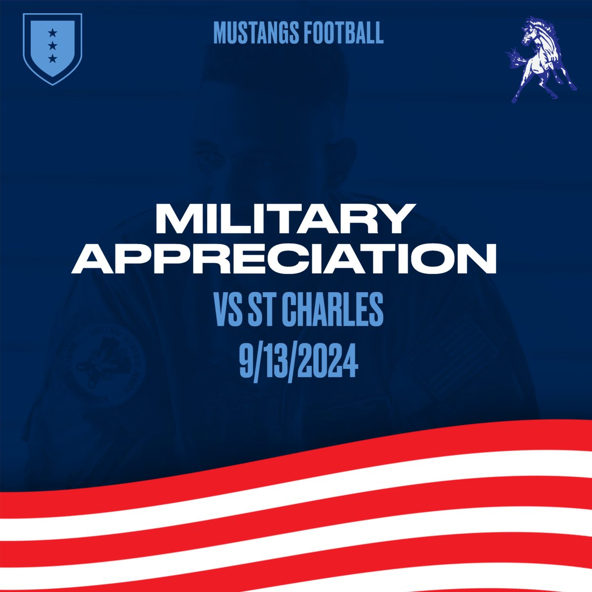 Montabella Varsity Football will be having our annual Military Appreciation game on September 13 vs St. Charles at 7:00pm. Any active or retired service members of any branch please message us to be recognized before the game. Thank you all for your service and Go Mustangs!