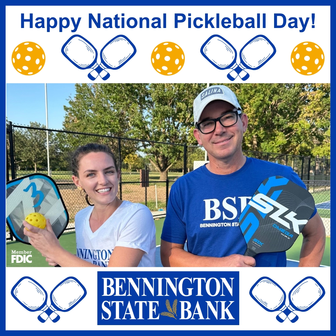 Bennington State Bank (@bsbks) on Twitter photo Happy #NationalPickleballDay ! 🏓Pickleball is such a fun way to be active and connect with friends and community!
We are excited for the <a href="/salinaymca/">Salina Family YMCA</a> Pickleball Tournament this weekend, Aug 10 & 11 at Oakdale Park. Keep an eye out for our dynamic doubles team, Dan and Macy! 🎉 Happy #NationalPickleballDay ! 🏓Pickleball is such a fun way to be active and connect with friends and community!
We are excited for the <a href="/salinaymca/">Salina Family YMCA</a> Pickleball Tournament this weekend, Aug 10 & 11 at Oakdale Park. Keep an eye out for our dynamic doubles team, Dan and Macy! 🎉