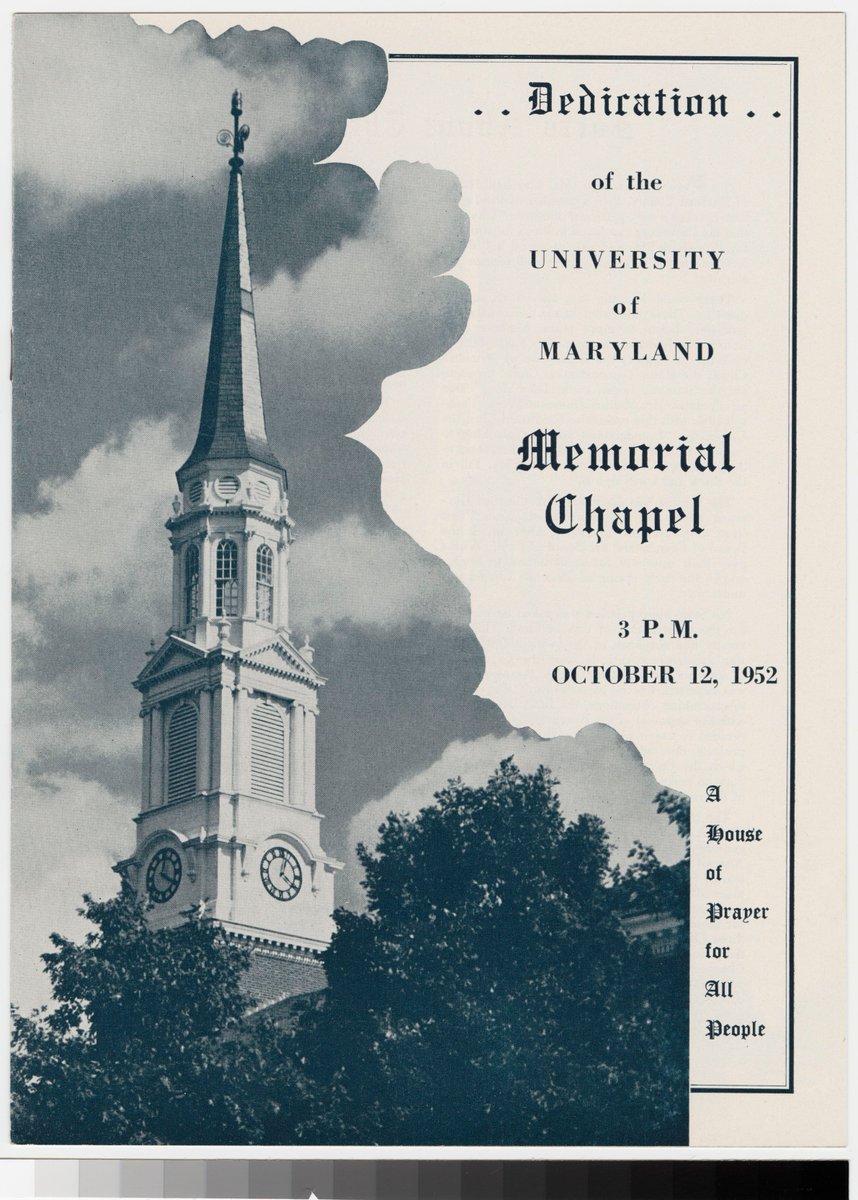 In History,

On October 12, 1952, during the inauguration of the Memorial Chapel then Gov. Theodore Mckeldin address a crowd of more than 1,300 people on the importance of having a religious and spiritual space on campus.