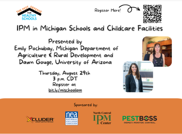 Register now for the Pest Defense for Healthy Schools webinar on August 29th at 4:00 pm ET/3:00 pm CT. Discussion will involve Michigan Schools and Childcare Facilities. #ipm #SchoolIPM
us06web.zoom.us/meeting/regist…