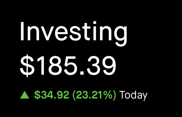 SMALL ACCOUNT IS UP 85% IN 4 DAYS

We started with $100 on Monday…

Current Balance: $185
<a href="/OakleyOptions/">Oakley ⚡️</a> alerting every entry &amp; every exit to the group🚀

Small gains add up
Trust the process🤝