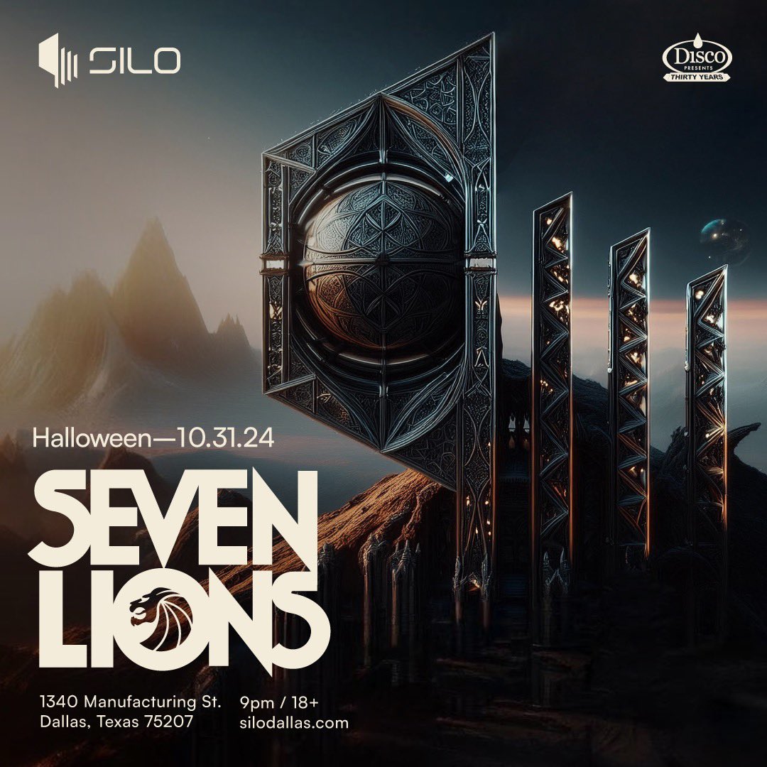 SevenLionsMusic's tweet photo. Dallas! So stoked to be playing @SiloDallas on October 31st. Can't wait to see you there and celebrate Halloweeen together. 🎃

Tickets on-sale Fri, Aug 9 @ 12pm CT. 

Sign-up for on-sale alerts now: https://t.co/nAv4iNVOmM https://t.co/JPqPvvr641