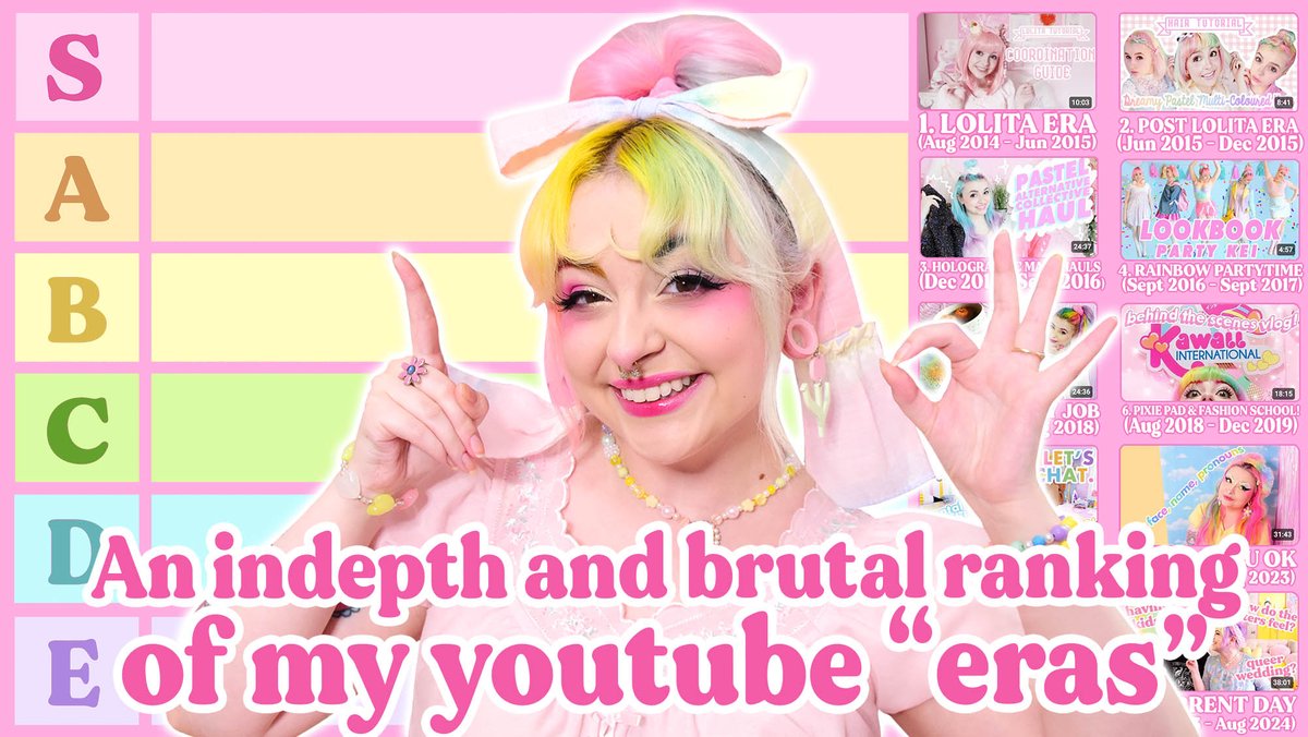pixieeelocks's tweet photo. YAHOOOOO this just went live! This video is a super fun juicy 36 minute retrospective where I rank my entire Youtube career by my "eras" lol https://t.co/EQIyNdodfD