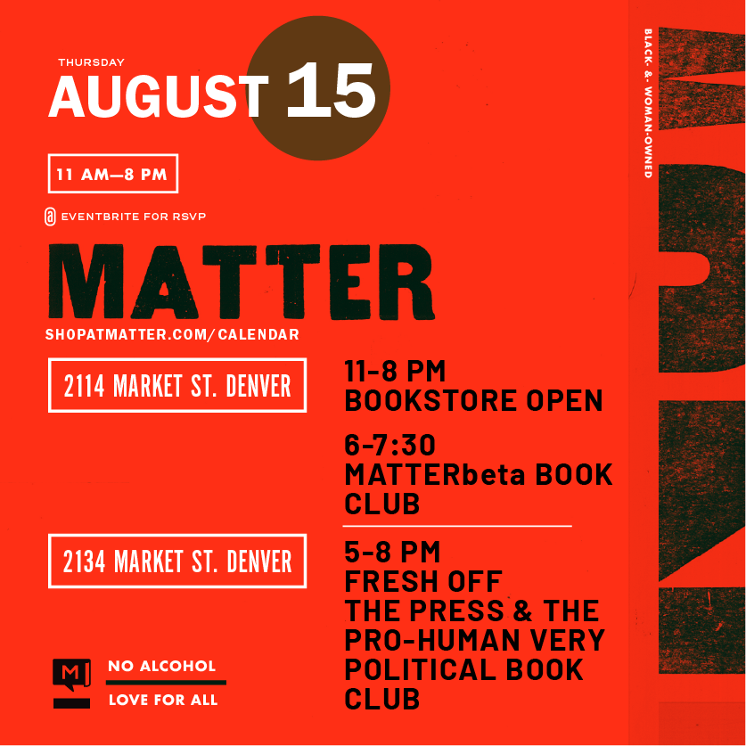 TWAM! (This Week at MATTER)
 
Details and registration in linkin.bio
.
.
.
#shopatmatter #matterdesign #shoplocal #shopsmall #shopdenver #denverstyle #lododenver #denverdesign #madeincolorado