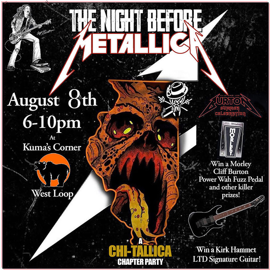 All systems go!

We’re gonna be partying tonight starting at 6pm!

BEER, BURGERS, WHISKEY, METALLICA, RAFFLES, AUCTIONS, GUITARS, PEDALS

ALL ARE INVITED!

#metallica #morleypedals #espguitars #chitallica #kumascorner #westloop #wesloopchicago #metallicachicago