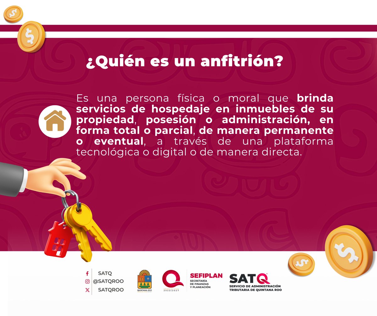 satqroo's tweet photo. #HablemosDelImpuestoAlHospedaje

Si eres una persona física o moral que brinda servicios de hospedaje en inmuebles de tu propiedad o llevas la administración de estos 🏠, debes realizar la inscripción al Padrón Estatal y obtener tu licencia de funcionamiento 📁.

#ContribuyentesResponsables
#UnidosParaTransformar