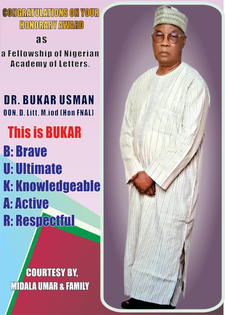 MidalaMohammed's tweet image. Congratulations over the Award of (Hon FNAL) Fellowship of Nigerian Academy of Letters. @DrSalmaAnas @honbetara1 @dikko_radda @femigbaja @UmarKadafur 
please acknowledge my warm regards 
Midala Umar