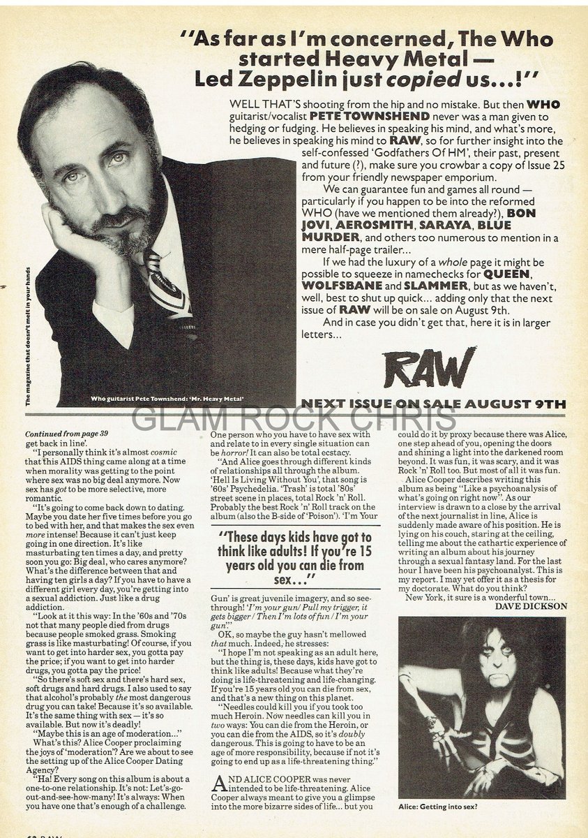 GlamSlam72's tweet photo. RAW Magazine
August 8th 1989
Alice Cooper pt.5 https://t.co/WhoY5MQqpy