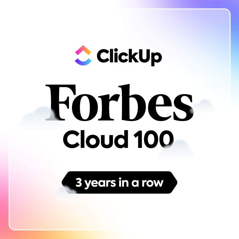 reeceatk_'s tweet photo. Threepeat! @ClickUp made the Forbes Cloud 100 List for the third year in a row!

We're excited to be part of this iconic list among the world's best startups! 💜 #ForbesCloud100 #ClickUp https://t.co/3Op09gEsUs
