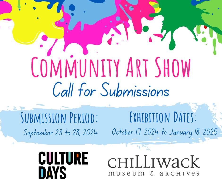 The Chilliwack Museum and Archives is seeking creative pieces to display in our 5th Annual Community Art Show from October 17, 2024, to January 18, 2025.

More information and submission requirements can be found at chilliwackmuseum.ca/community-art-…