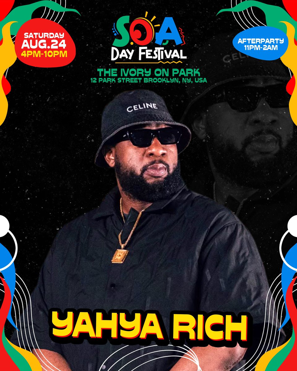 Ghanian x Bronx Native, Yahya Rich 🇬🇭! <a href="/yahya_rich/">rich.yahya</a> is one of the most versatile rappers known in the diaspora! Having worked and partnered with <a href="/tunecore/">TuneCore</a> <a href="/afrofuture/">AfroFuture</a> and more, he’s definitely up next! Saturday, August 24th He’ll be Performing LIVE! This is a can’t miss moment!