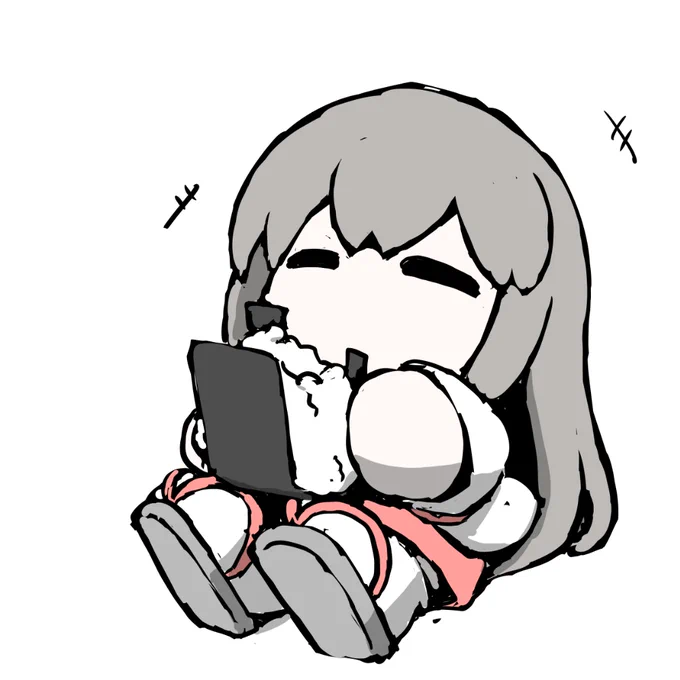艦これラクガキ、まめ艦あかぎ^^お昼ゴハンはおっきなおにぎりで^^ 