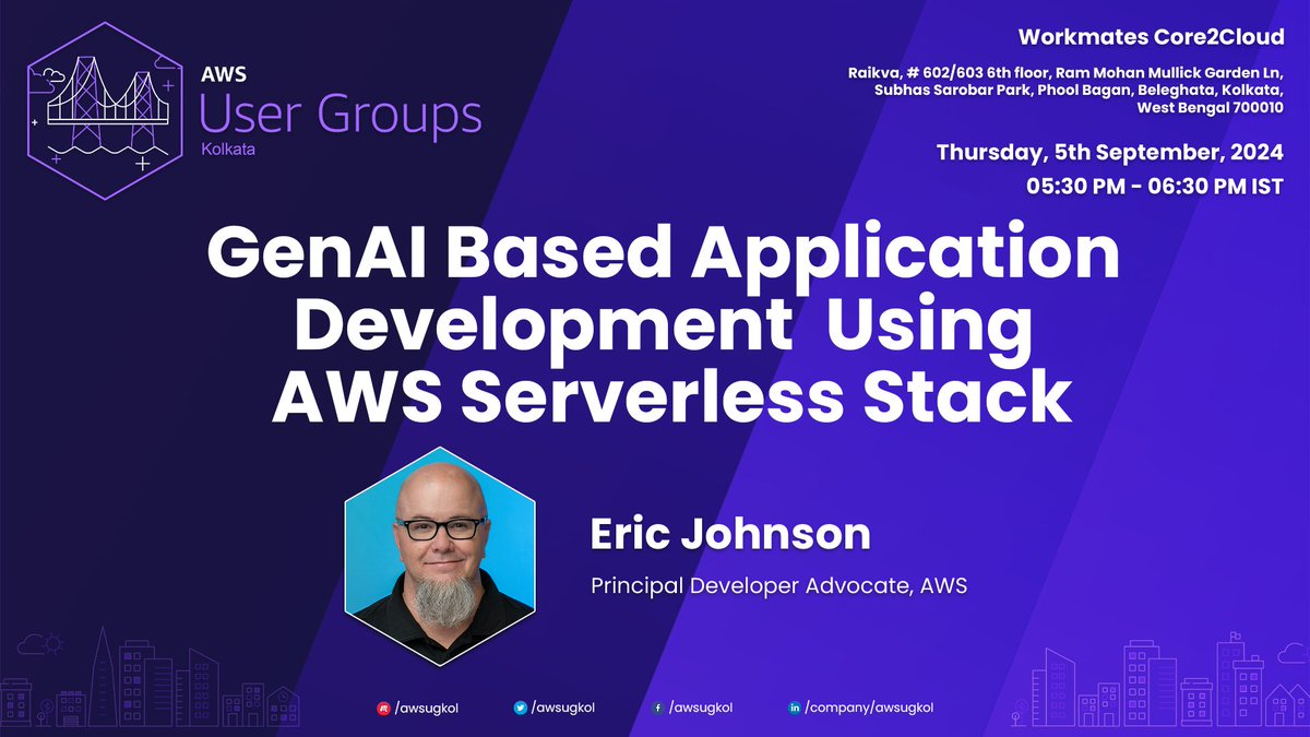 AWSUGKol's tweet photo. 🚀 Join us on September 5th at 5:30 PM for an exciting meetup on GenAI with AWS Serverless Stack!
🌟 Perfect for intermediate developers, data scientists, and tech enthusiasts.
Don’t miss out—limited seats available!
👉 RSVP: https://t.co/uzzrL9DjOm
#GenerativeAI #AWS https://t.co/Zc5ZNJZSa2