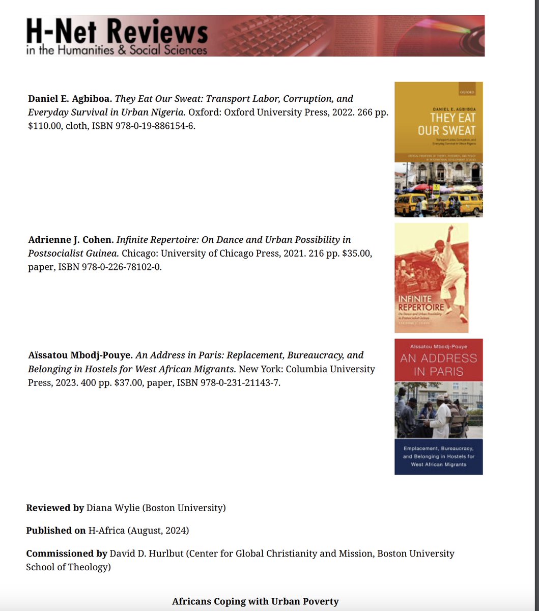 D. Wylie's wonderful review of THEY EAT OUR SWEAT: "Exceptionally inventive, even daring, [this book] may succeed in tempering the hubris of urban policymakers—like those in the World Bank—who presume to know what is best for the poor, based on barely relevant Western paradigms."