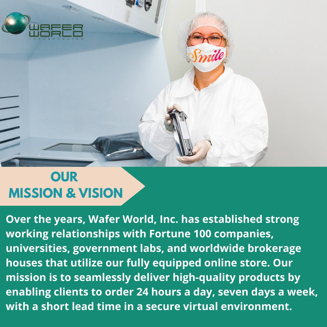 WaferWorldInc's tweet image. At Wafer World, Inc., our mission is to deliver top-quality products effortlessly, 24/7, through our secure online store. Partnering with Fortune 100 companies, universities, and global labs, we ensure efficient service with short lead times.

#waferworld #transistors #technol...