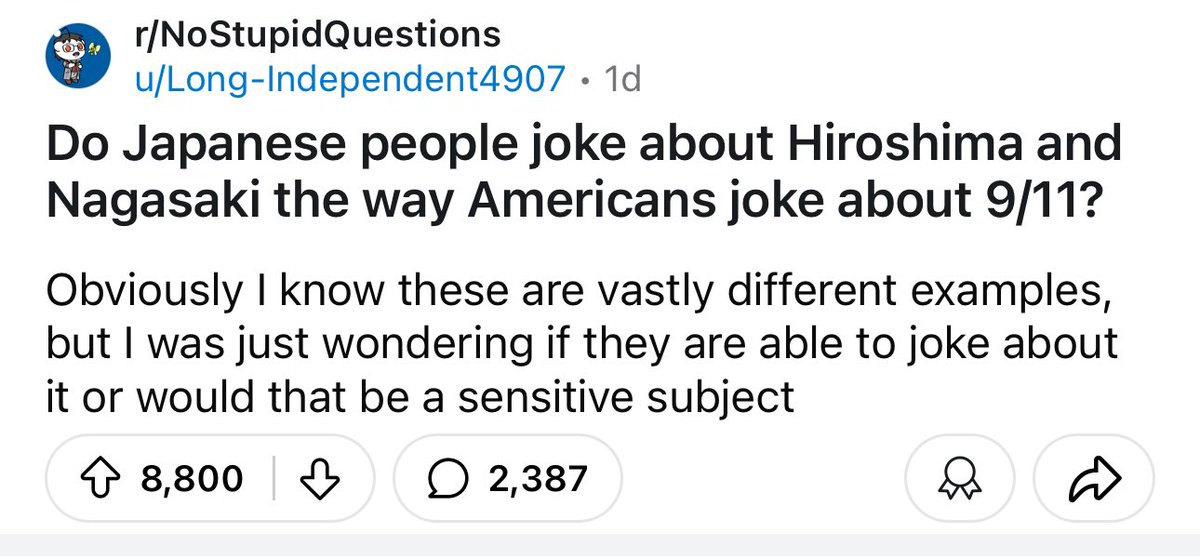 OliverJia1014's tweet photo. No. Americans are the most sarcastic people on the planet and are infamous for dark humor.

That almost never translates over here. Hell, there’s not even really a culture of yo mama jokes in Japan. Political satire is also rare.

Japanese humor is more about daily situations. https://t.co/jJ33lmkShj