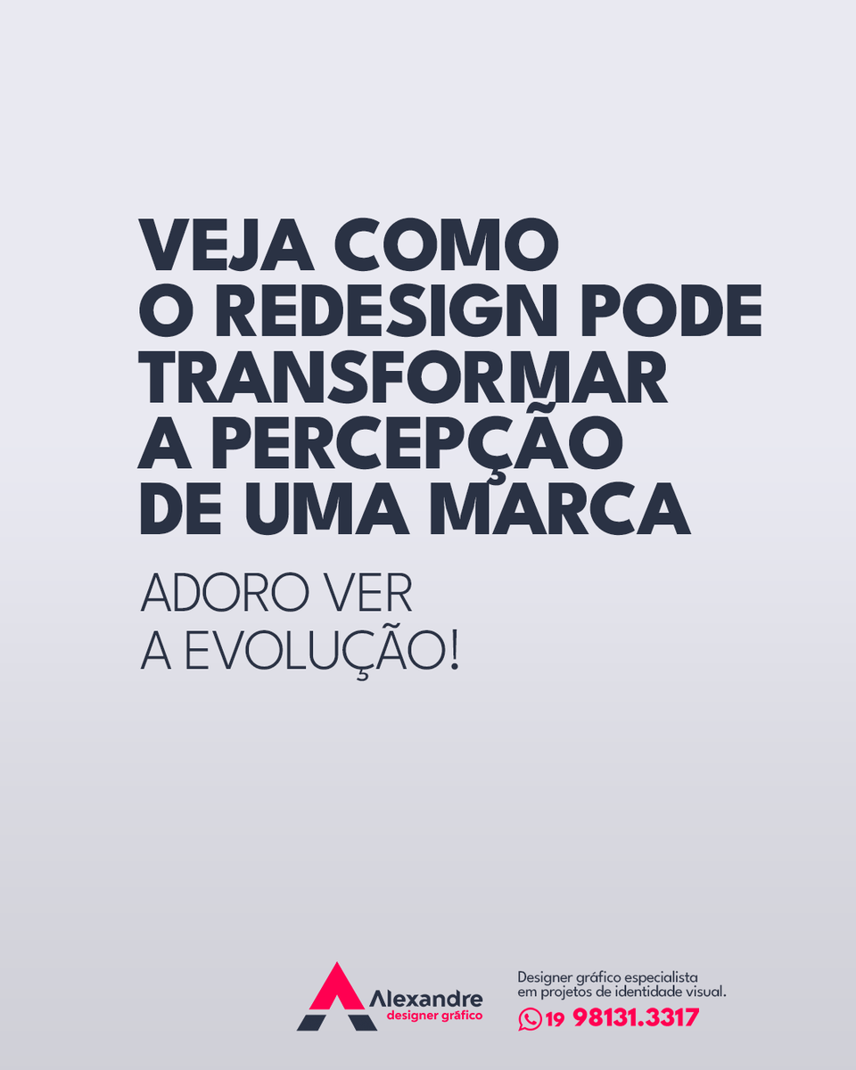 AlexandreDesig4's tweet photo. Veja como o redesign pode transformar a percepção
de uma marca. Adoro ver a evolução!
Precisando de logo ou resenhar a sua atual?
Vamos bater um papo!
Peça sua proposta pelo Whats (19) 98131.3317
https://t.co/88He788E3s ou
ola@alexandredesignergrafico.com
#identidadevisual https://t.co/wlS75pqpVV
