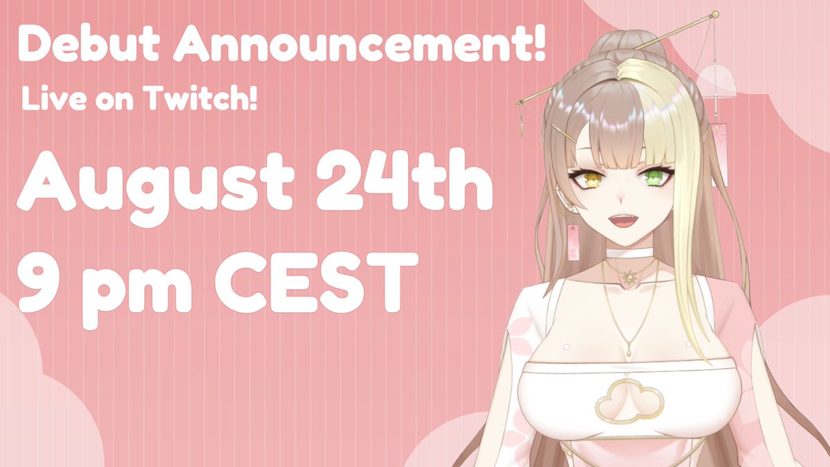 PeachieCloudVT's tweet image. DEBUT ANNOUNCEMENT!!✨

The day is set! 

On August 24th at 9 pm CEST I will be debuting live on Twitch! I'd love to see you there! 🧡

Twitch: twitch.tv/peachiecloudvt

#VTuber|#ENVTuber|#VTuberUprising|#VTuberDebut