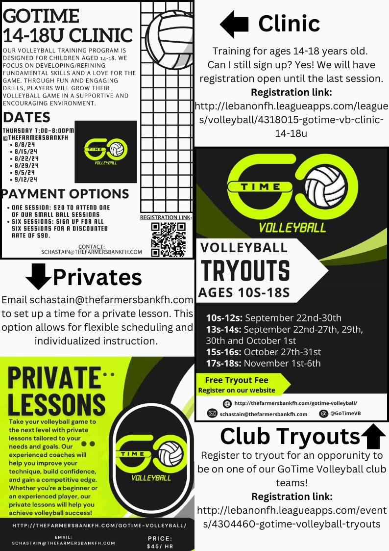 GoTime Volleyball (@gotimevb) on Twitter photo Check our newsletter to see what's going on <a href="/TheFarmersBFH/">The Farmers Bank Fieldhouse</a> right now with GoTime Volleyball! Check our newsletter to see what's going on <a href="/TheFarmersBFH/">The Farmers Bank Fieldhouse</a> right now with GoTime Volleyball!