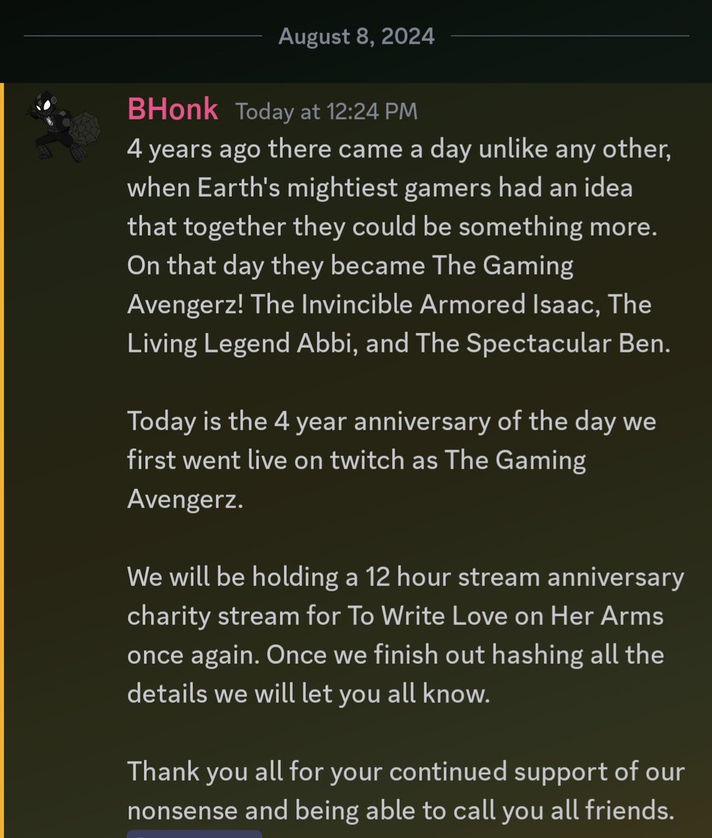 Thanks for the support over the last 4 years!