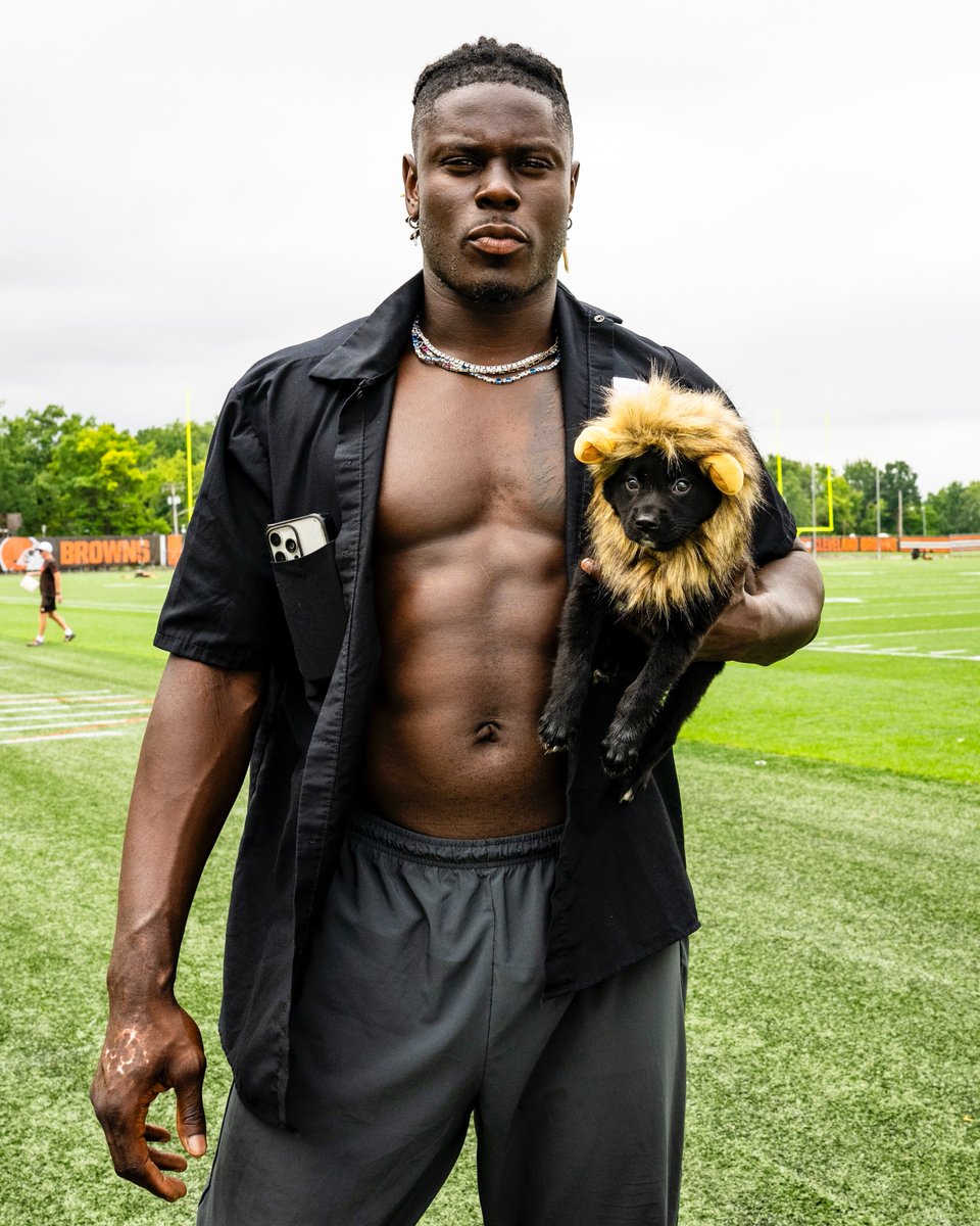 Browns's tweet photo. You know how some dogs look like their humans? I think we found David's match π₯Ή They're making the same face π
Go visit Chief Nbarku today at #PuppyPound presented by @SugardaleFoods during camp!