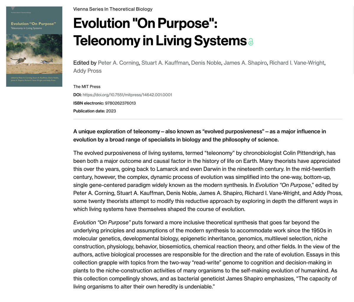 michaelgarfield's tweet photo. Very excited to read this. Thanks @mitpress for making this a free open access PDF!

https://t.co/XwcgoAaeNy

Overdue for another chat with Stu Kauffmann...

Here's our first for #FutureFossils:
https://t.co/C4QyuaA9RI

And our follow-up on consciousness:
https://t.co/YYvG1vsTxX https://t.co/GBTEE0lQpQ