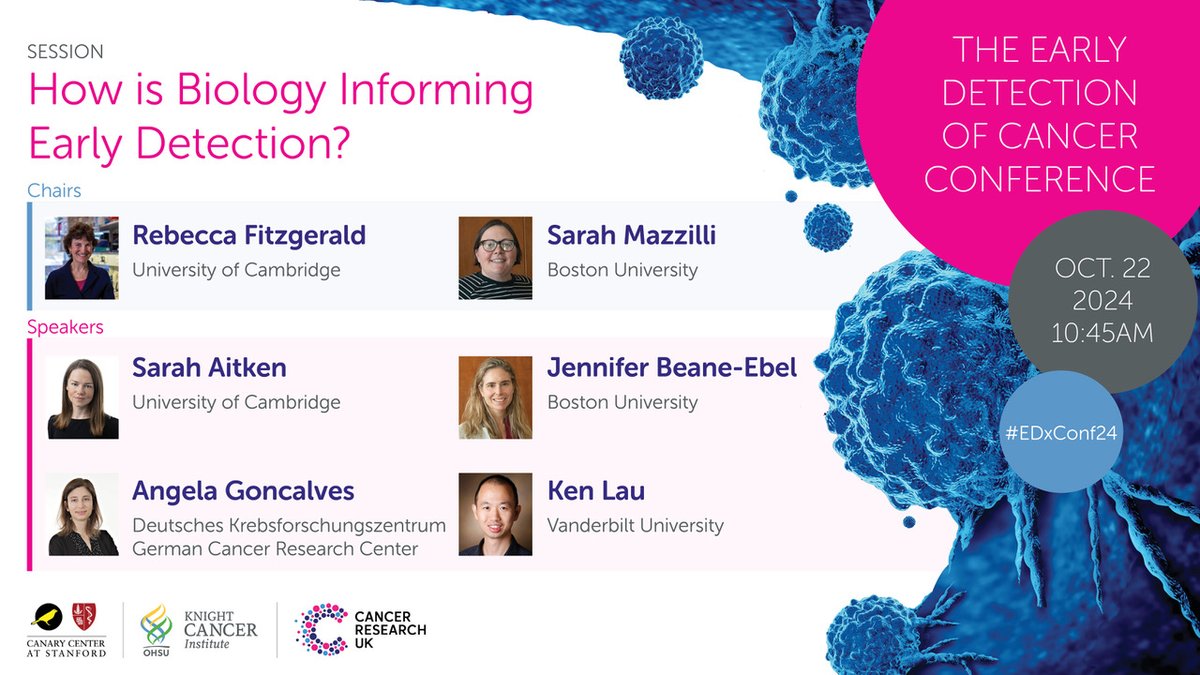 Canary Center at Stanford (@canarycenter) on Twitter photo We are excited to highlight the 2024 Early Detection of Cancer Conference sessions. First up is "How is biology informing early detection?". See the full lineup of speakers & register today: earlydetectionresearch.com
<a href="/OHSUKnight/">OHSU Knight Cancer Institute</a> <a href="/CRUKresearch/">Science and Innovation at Cancer Research UK</a> #EDxConf24 We are excited to highlight the 2024 Early Detection of Cancer Conference sessions. First up is "How is biology informing early detection?". See the full lineup of speakers & register today: earlydetectionresearch.com
<a href="/OHSUKnight/">OHSU Knight Cancer Institute</a> <a href="/CRUKresearch/">Science and Innovation at Cancer Research UK</a> #EDxConf24