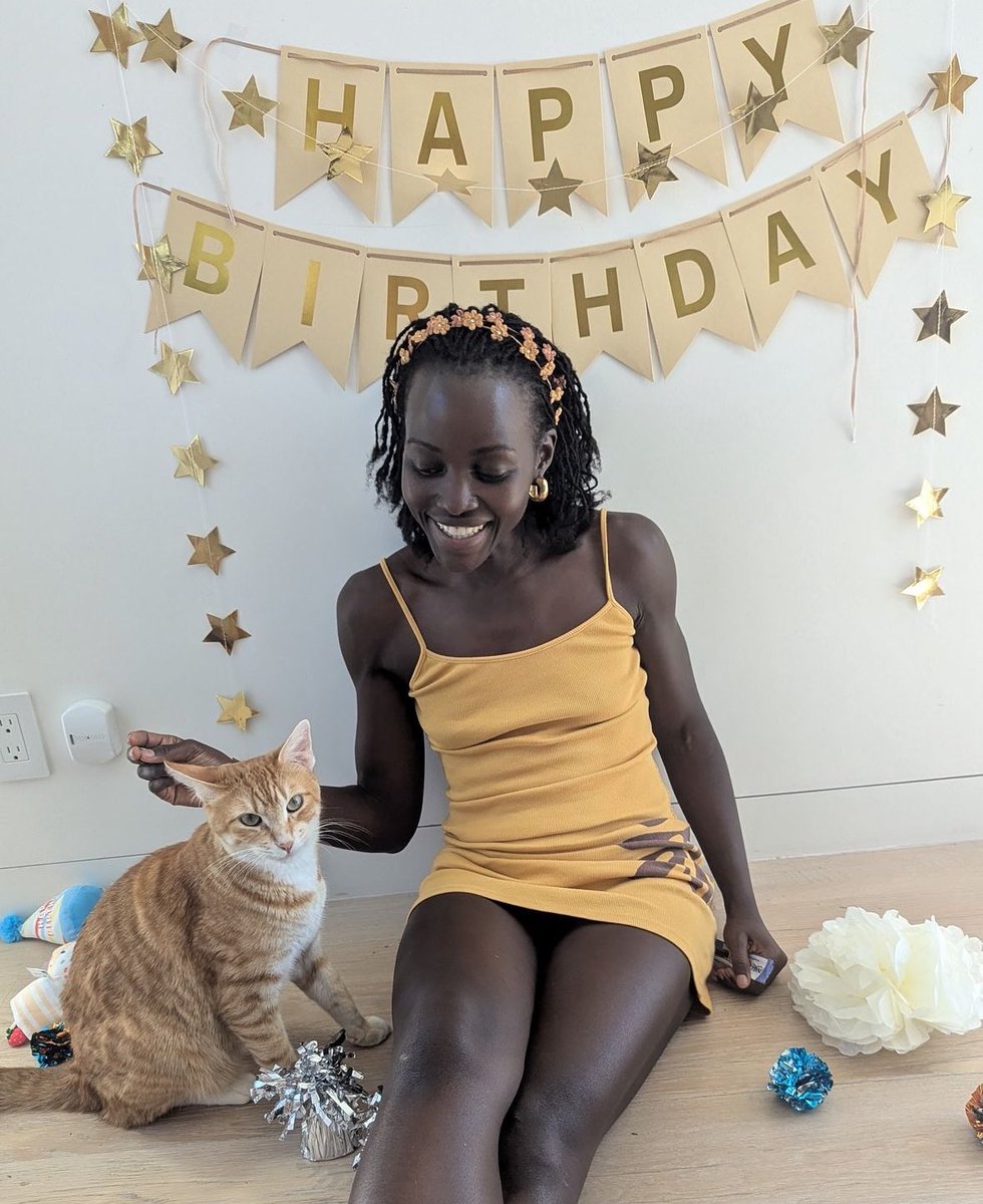 Lupita Nyong’o celebrating her cat Yoyo’s third birthday 📸