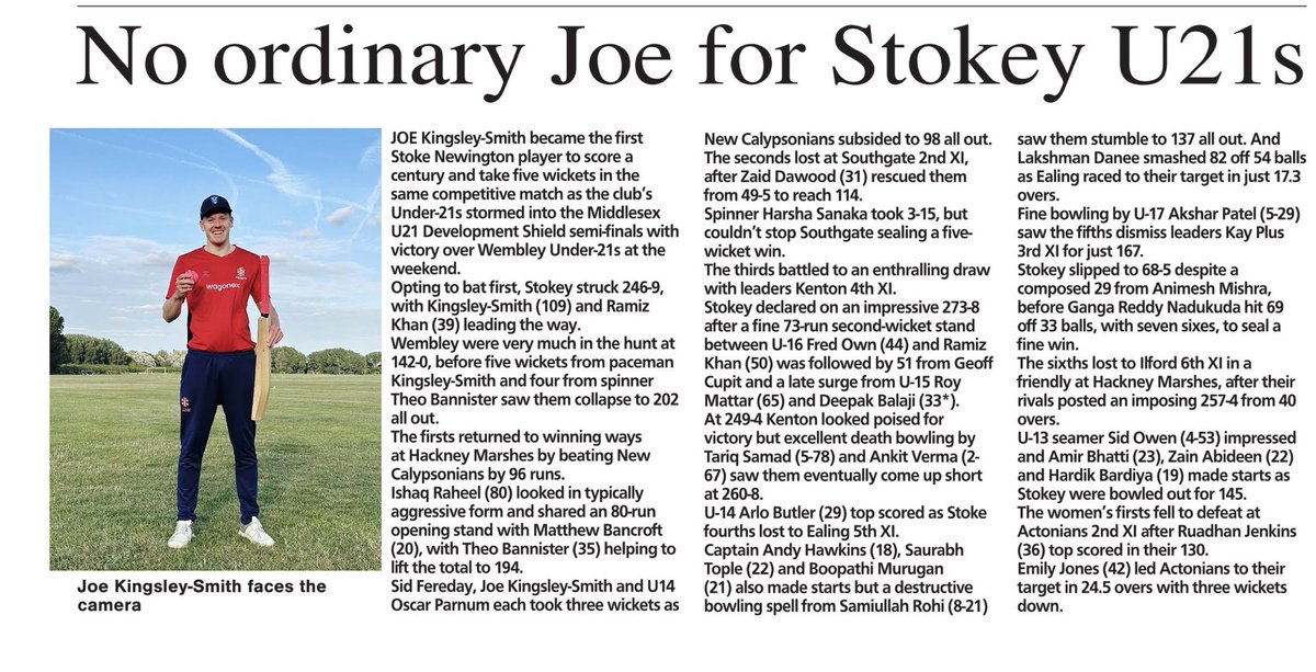 <a href="/StokeyCricket/">Stoke Newington CC</a> weekly results roundup #attheheartofhackneycricket