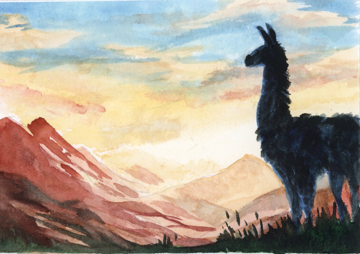 LifeImitatesDdl's tweet image. #DoodlewashAUG2024 prompt: Llama.
Did you know llamas can spit undigested food up to 15 feet?
@Sisters_.ink watercolors on #etchr Cold Press Postcard.
@etchr_lab