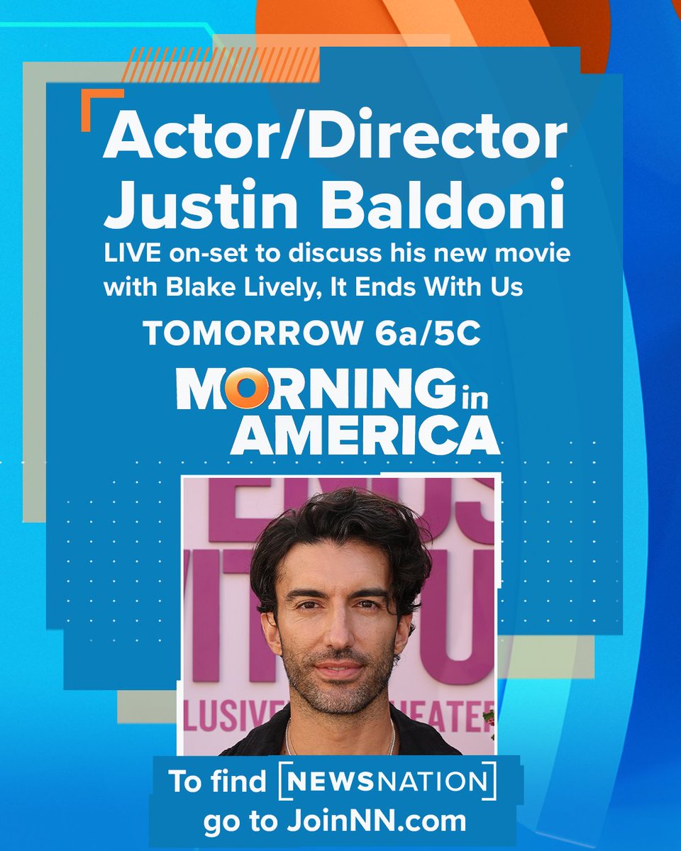 newsnationam's tweet image. Actor/Director @JustinBaldoni is LIVE on-set tomorrow at 6a/5C to chat his new movie with @BlakeLively, @itendswithus!
