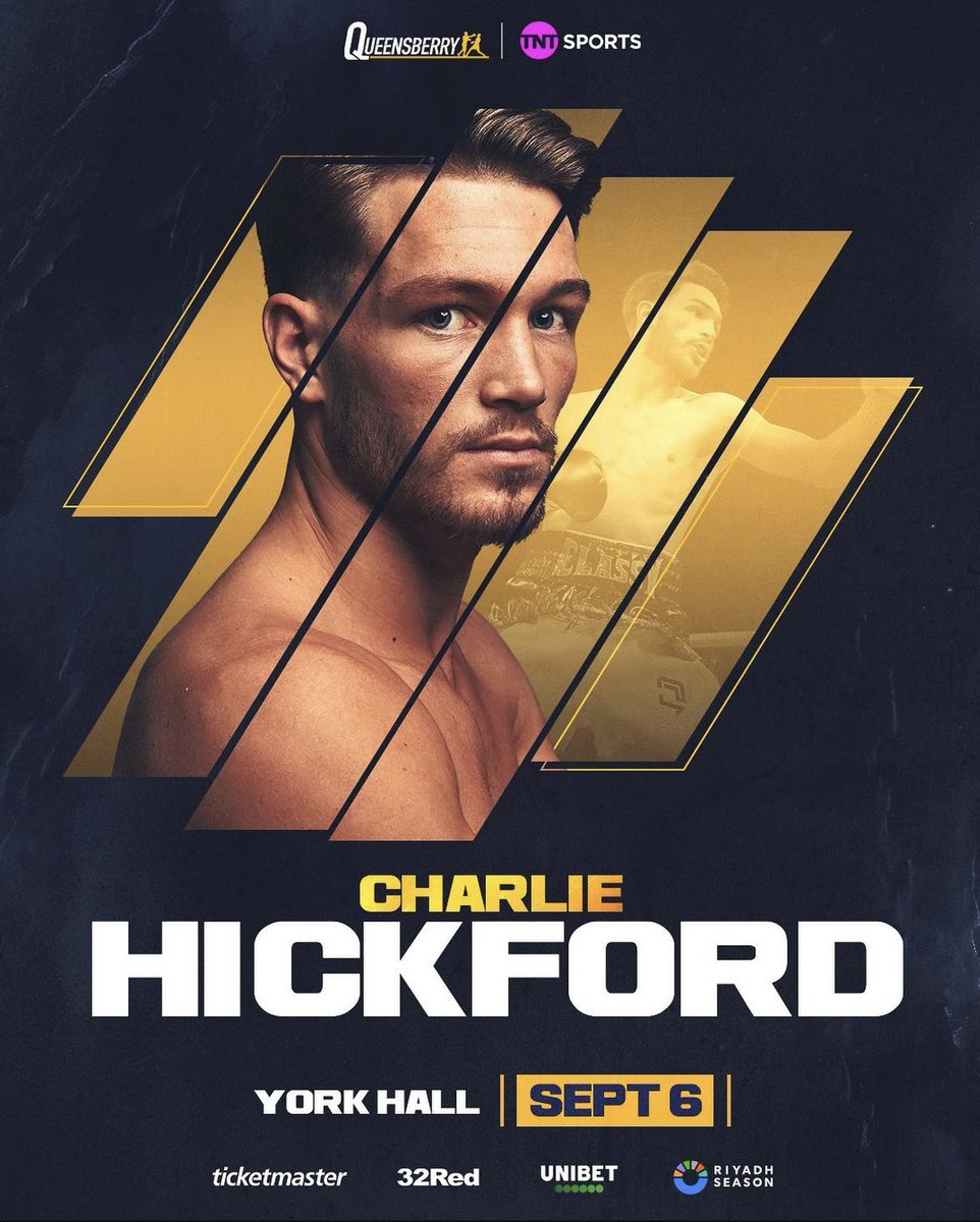 HickfordCharlie's tweet photo. Fight No 3 👑

#ClassyCharlie .. Time To Shine 🌟

- @Queensberry // @FrankWarren // @boxingontnt https://t.co/ipGZLtHm2J