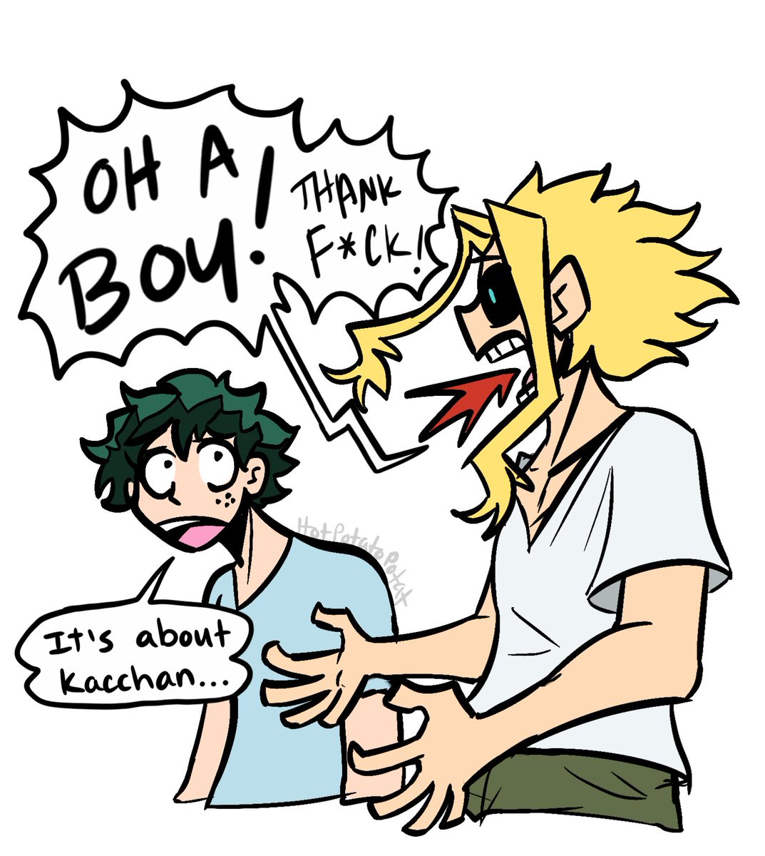 HotPotatoPotat's tweet photo. All Might knows nothing about women but Deku asks him about a crush...

Way to bury the lead Izuku https://t.co/mBvGO2iAG8