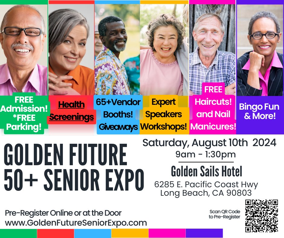 The 2024 Golden Future 50+ Senior Expo (Long Beach/South Bay Edition) is scheduled for THIS SATURDAY, AUGUST 10TH from 9am – 1:30pm inside the PCH Club’s Crystal Ballroom at The Golden Sails Hotel. Dr. Rossiter will be giving a talk at 11:40-12:00pm. We hope to see you there!