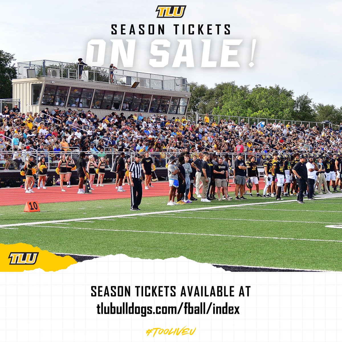 TLU_Football's tweet photo. No better time than now ✌️

Purchase your 2024 TLU Football season tickets 🏈 🎟️: https://t.co/n7VjuqHMMz

#TooLiveU | #PupsUp https://t.co/VyktZBYyf1