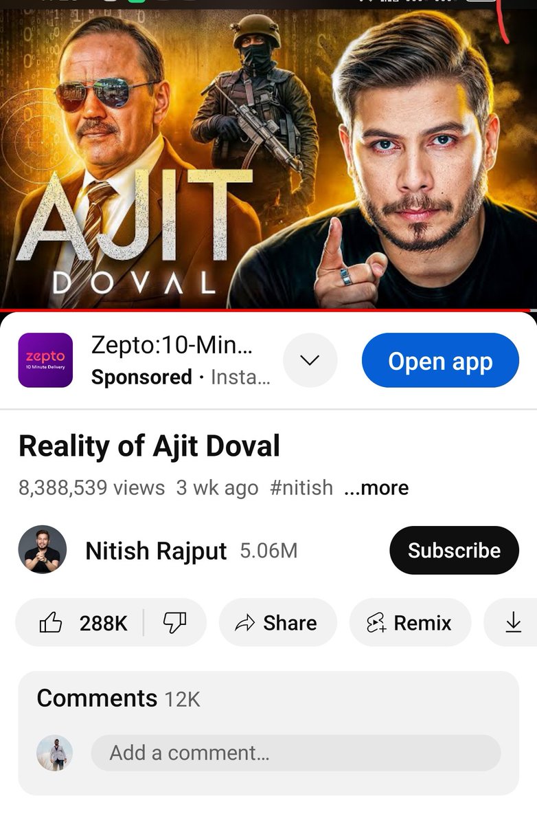 adeshsi3201's tweet photo. Someone should make a web series on Ajit Doval's life. Will be a great hit. Very informative video @nitishrajput https://t.co/HTG3xVVnth