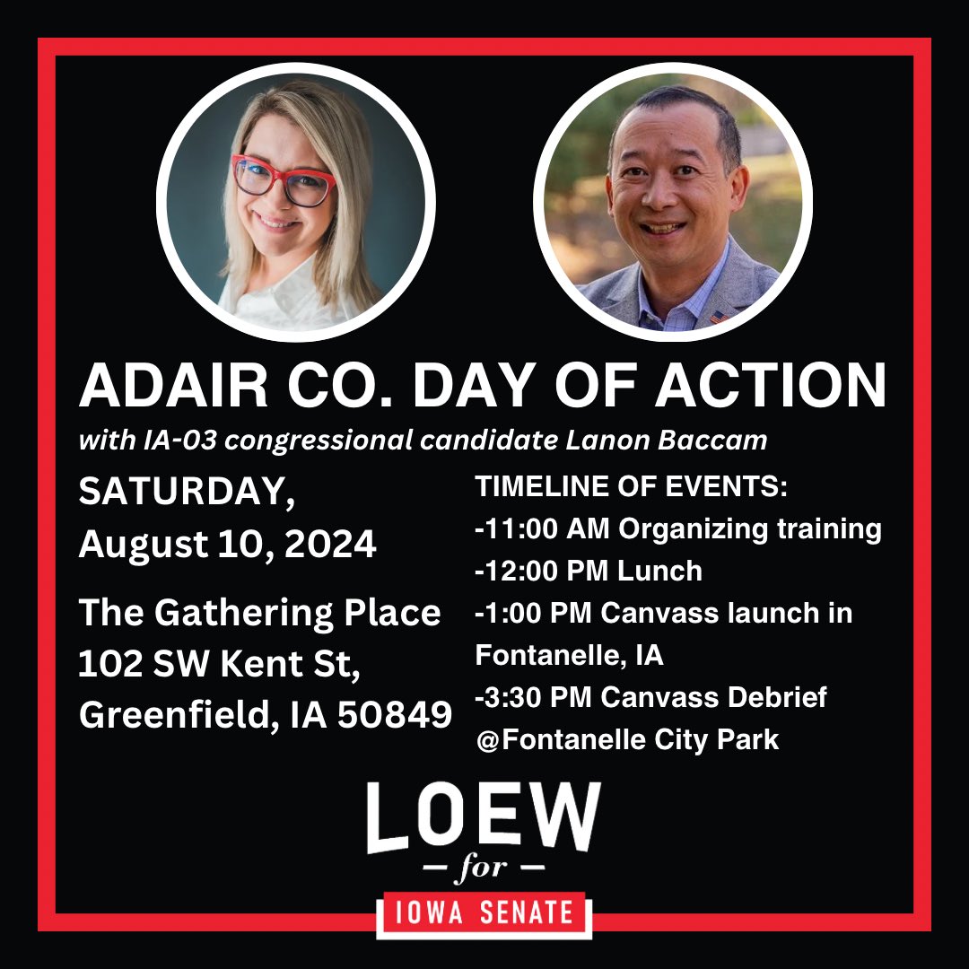 This is it! We’re officially less than 90 days away from Election Day! 

It’s time to have all hands on deck to get out and talk with our friends and neighbors. We hope you’ll join us for this Saturday’s day of action in Adair County with <a href="/lanon_baccam/">Lanon Baccam</a>!