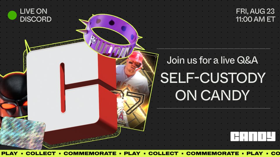 Join us for a live Q&amp;A on Self-Custody on the Candy Discord Stage!

We'll dive into the specifics of self-custody, explain how you can participate in the beta release, and address any questions you may have.

⏰ Tune in Fri, 8.23 @ 11 AM ET

RSVP here 👉 go.candy.com/CandySelf-Cust…