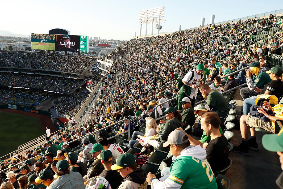 jvb43's tweet photo. The campaign to open Mt. Davis for the final Oakland home game starts NOW!

Not opening all the seats for final game ever is a MASSIVE middle finger to Oakland fans, &amp; will be a PR nightmare for A’s!

Retweet this if you think the A’s should open up Mt. Davis for the final game! https://t.co/iYVvEHFglA