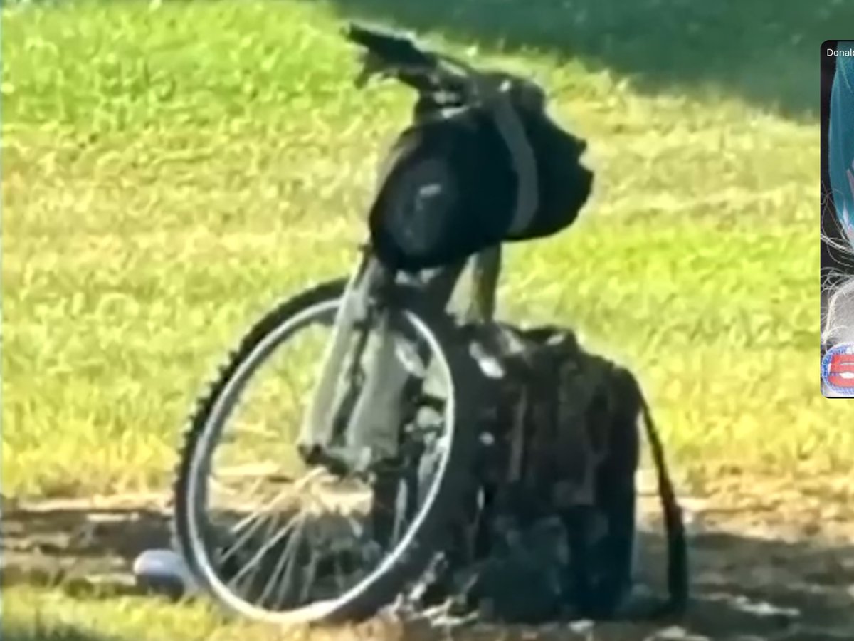 ShadowBanned21's tweet photo. Trump shooter accomplice?

@RealAlexJones @elonmusk @realDonaldTrump 

He was detained and questioned

AND he also has the bicycle that was with the backpack the media reported as the shooters.

Same bag and bike.

Listen to the answers he gives. PSYCHO!

https://t.co/3h3jt5L81j https://t.co/XrYo6ibGmp